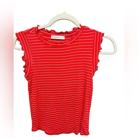 Zenana Red and White Striped Tank Top - Picture 1 of 4